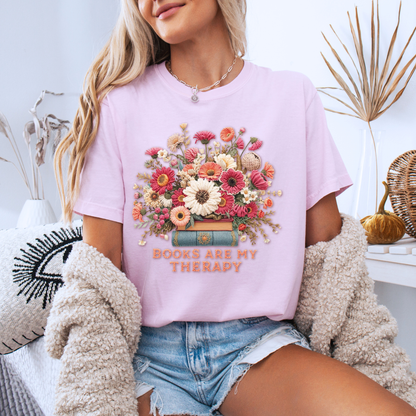 Books Are My Therapy📚🌸 t-shirt 100% Organic Cotton