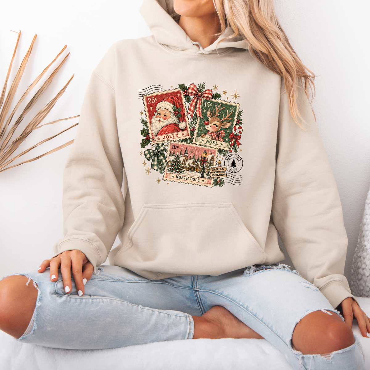 Vintage North Pole Post 🎅🏻🎄  Premium Christmas Hoodie