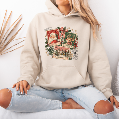 Vintage North Pole Post 🎅🏻🎄  Premium Christmas Hoodie