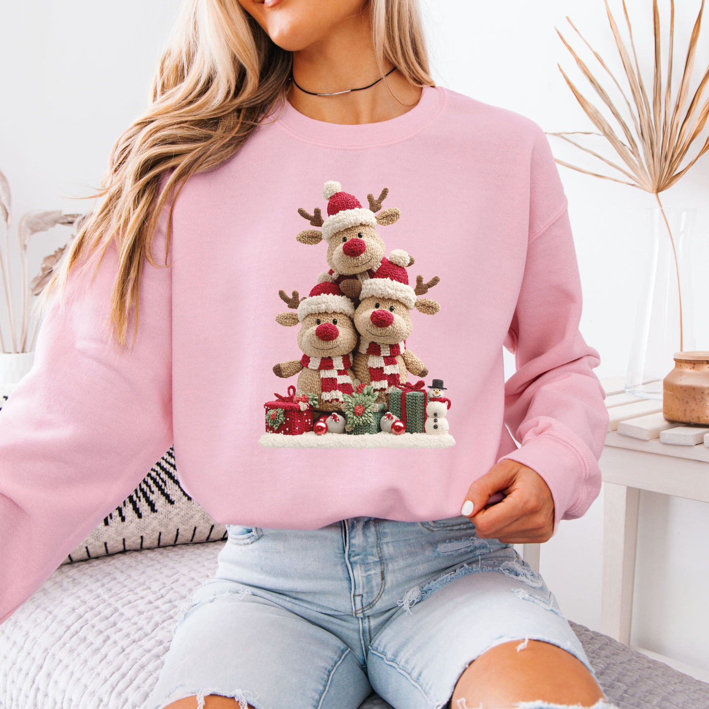🦌✨ Cozy Reindeer Stack ✨🦌 Organic Cotton Sweatshirt