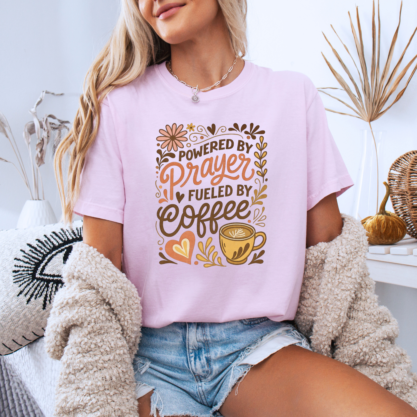 Powered by Prayer Fueled by Coffee T-Shirt ☕🙏💕