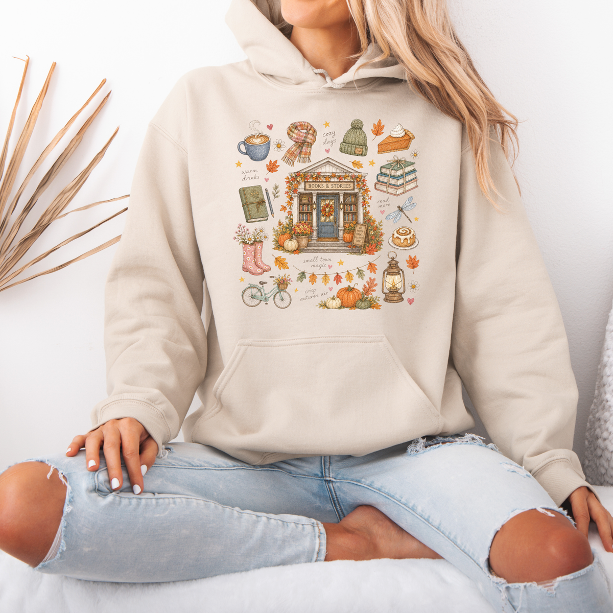 🍂📚 Autumn Bookshop  Premium Hoodie ☕✨