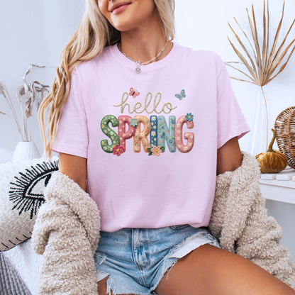 Hello Spring Floral Patch T-Shirt 🌸🦋