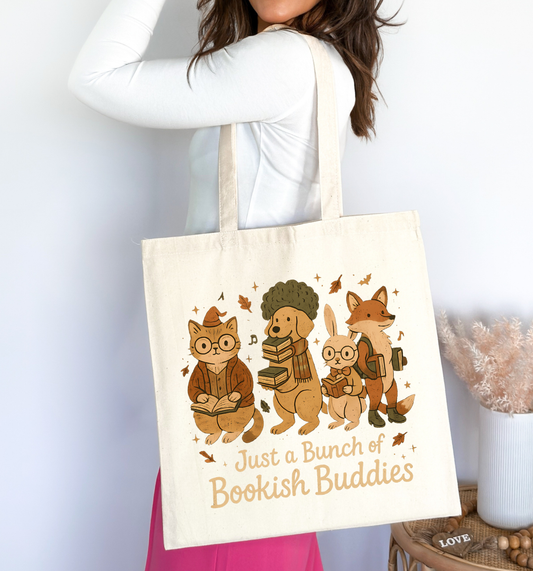 🦊📚 Just a Bunch of Bookish Buddies Tote Bag