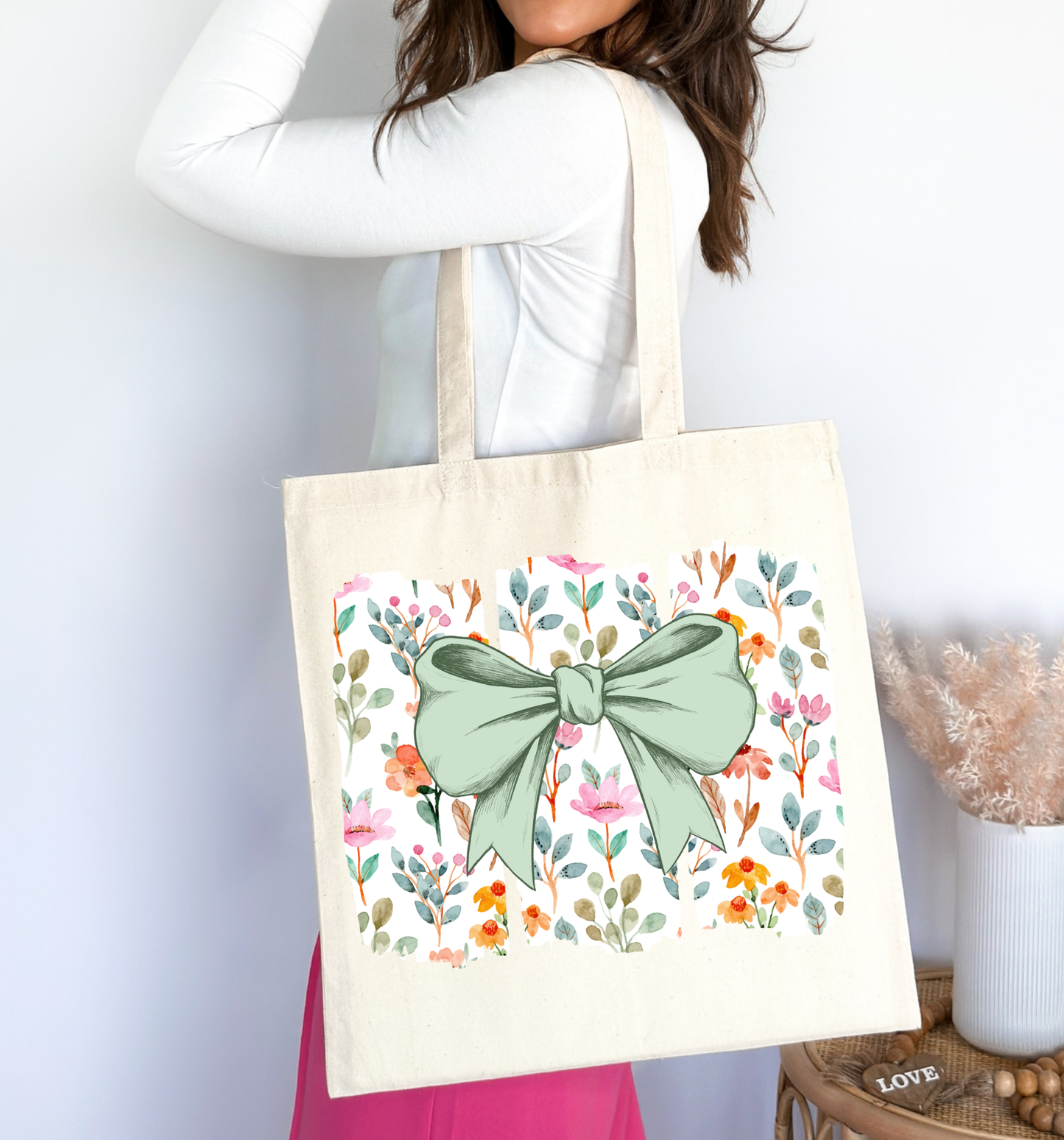 Floral Bow Tote Bag 🎀