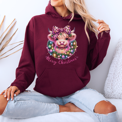 🎀🐮 Coquette Highland Cow 🐮🎀 Luxuriously Thick Hoodie