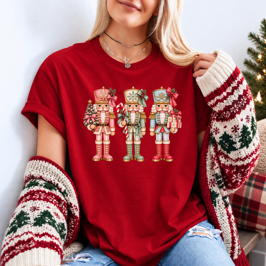 🎀 The Pastel Nutcracker Trio Organic Cotton Christmas T-Shirt