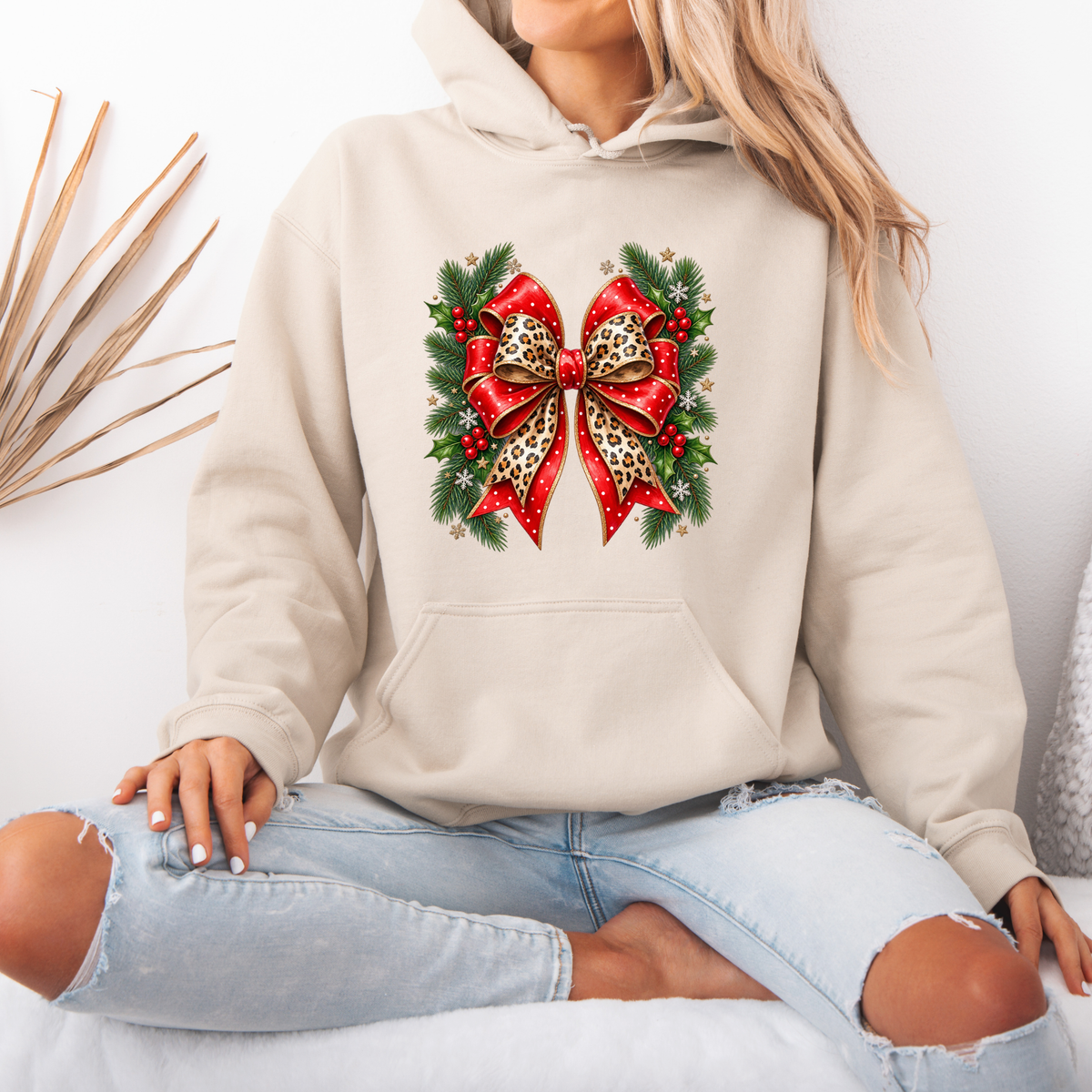Wildly Merry Christmas Bow 🎀🎄  Premium Christmas Hoodie