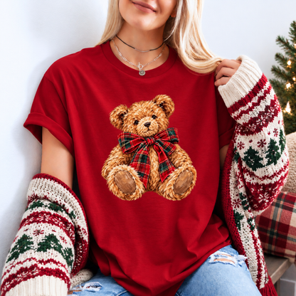 The Cutest Little Christmas Teddy 🧸🎄🎀 Organic Cotton Christmas T-Shirt