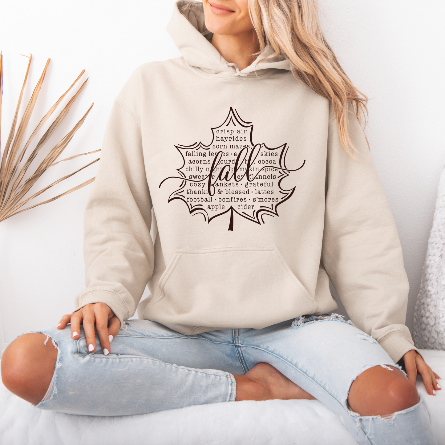 🧡 Cozy Fall Leaf Typography 🎃🍂Luxuriously Thick Hoodie