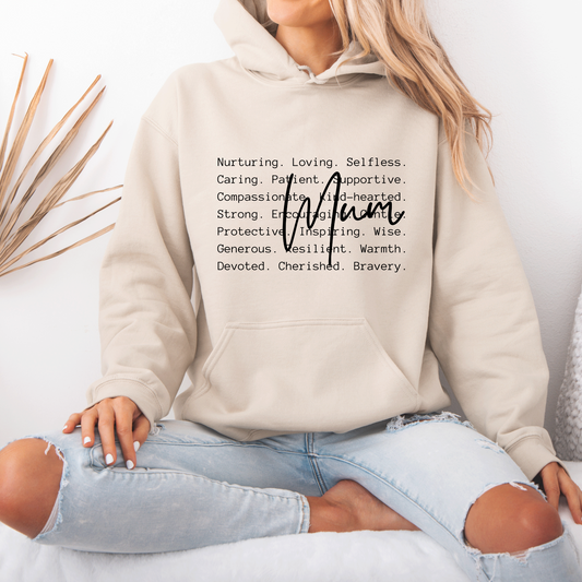 🤍 “Mama — Nurturing, Loving, Selfless” Cozy Hoodie