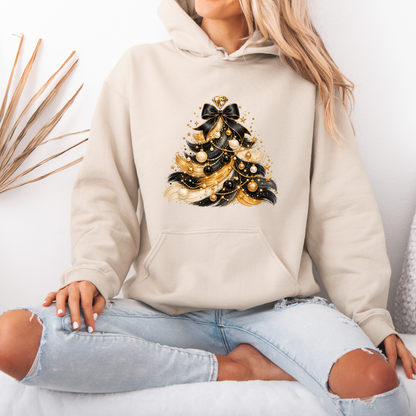Midnight Glam Christmas Tree ✨🖤  Premium Christmas Hoodie