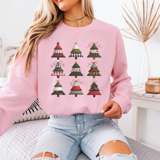 🧵 Stitched Christmas Trees🎄 Organic Cotton Sweatshirt