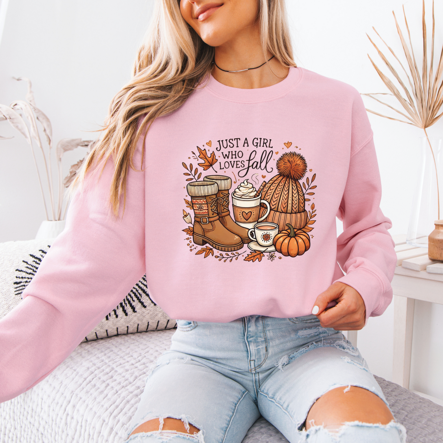 Just a Girl Who Loves Fall Organic Cotton Crewneck Sweatshirt
