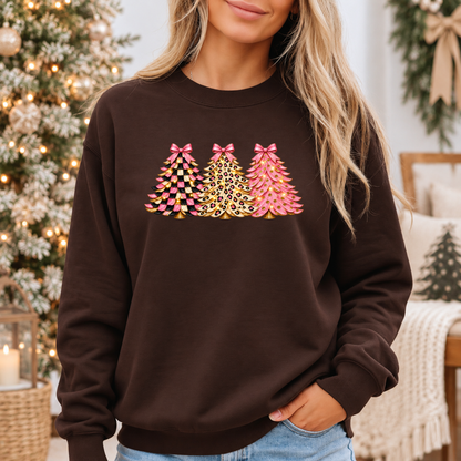 Pink, Wild & Bow-tiful Christmas Trees 🎀🎄✨ Cosy Christmas Sweatshirt