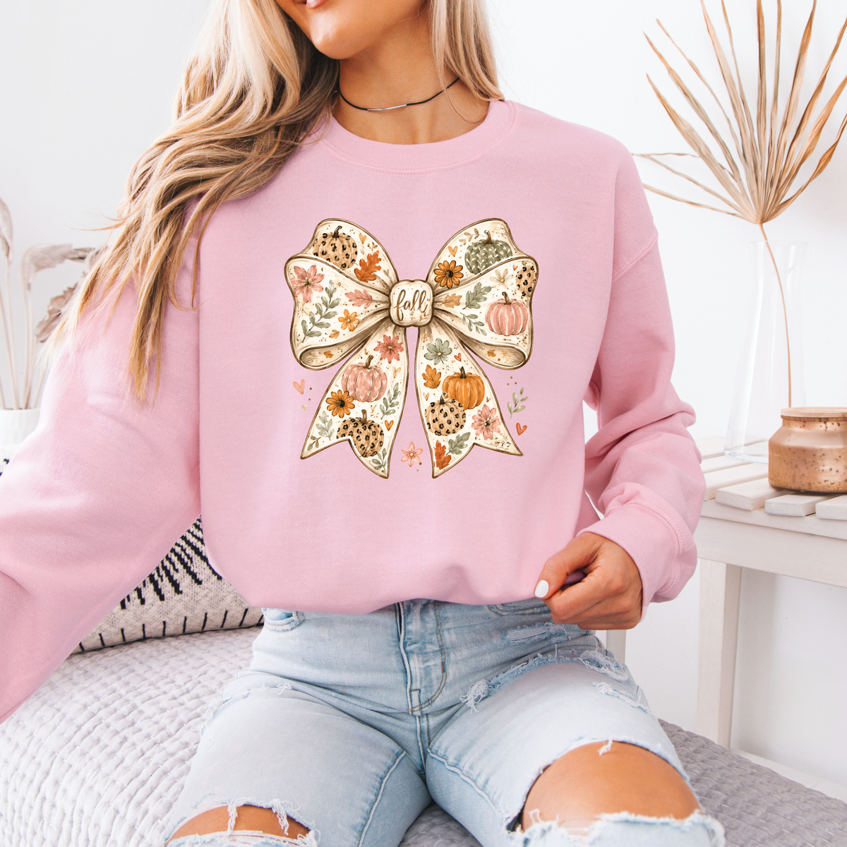🎃🎀 Pumpkin Bow Fall Soft Sweatshirt 🍂✨