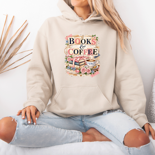 Books & Coffee Cozy Reader Hoodie 📚☕