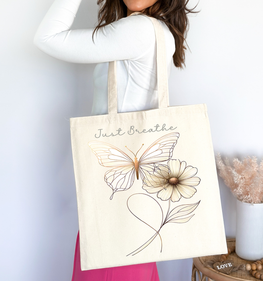 Just Breathe Butterfly & Bloom Tote Bag 🦋🌼