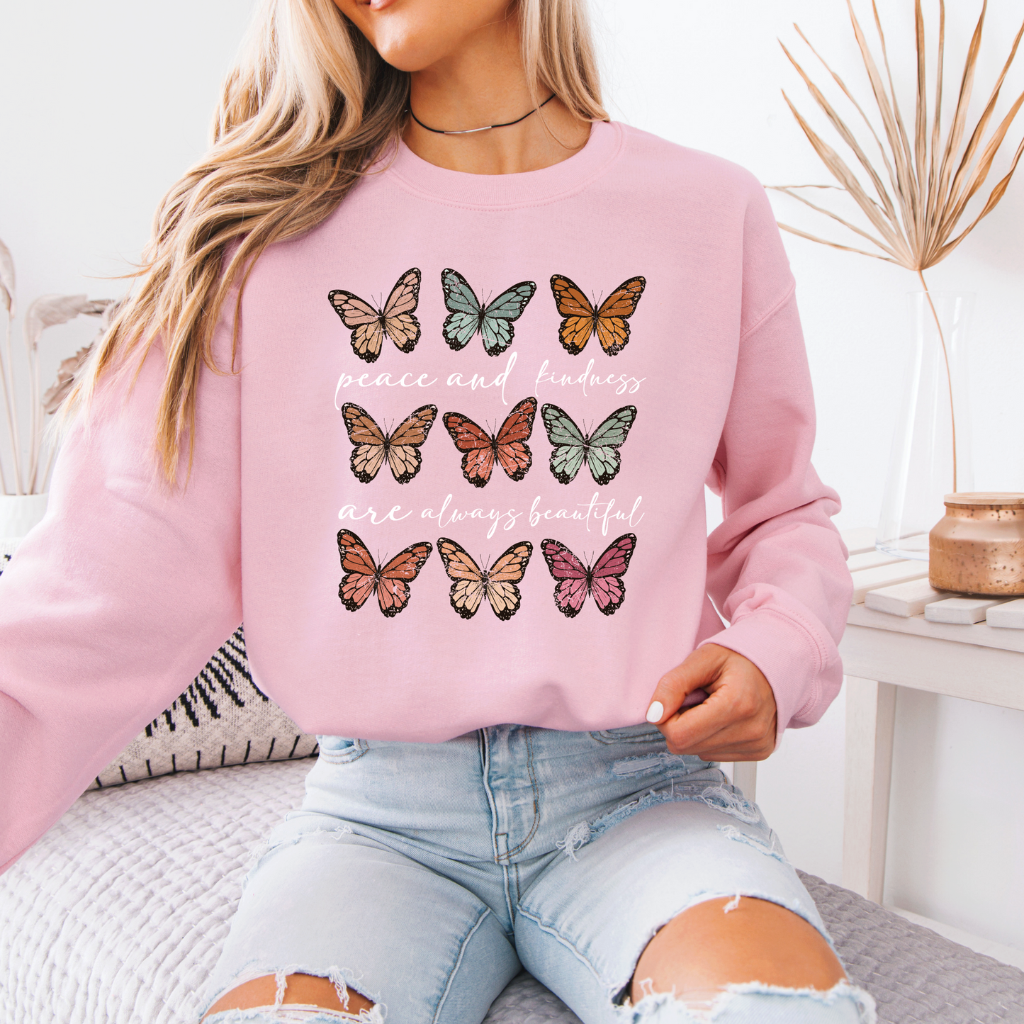 Peace & Kindness Butterfly Graphic Sweatshirt 🦋✨