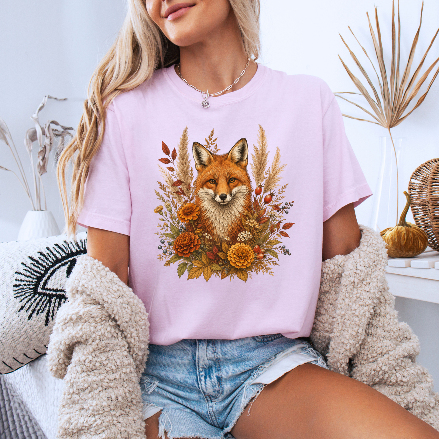 Autumn Fox and Wildflowers T-Shirt 🦊🍂