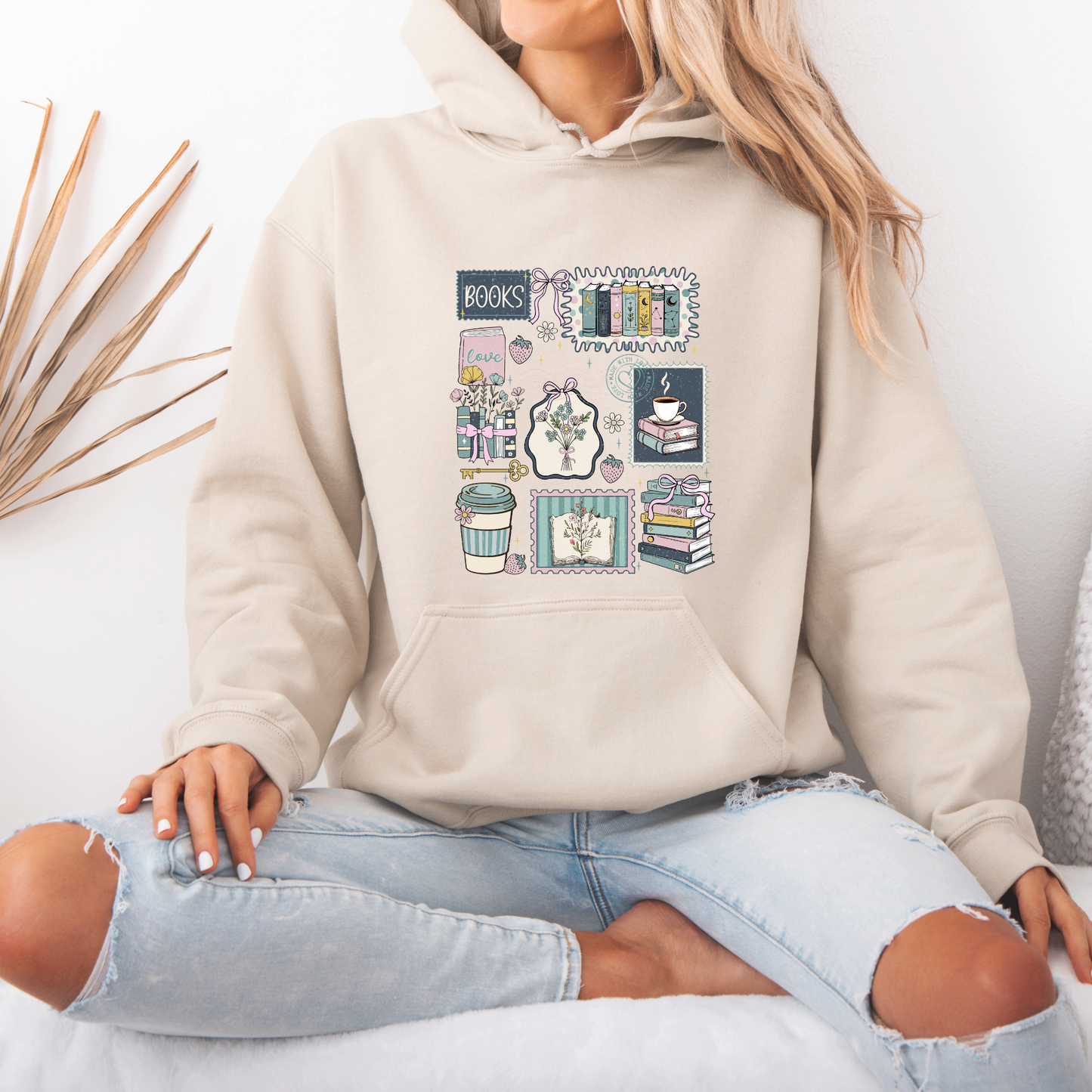 Luxurious Thick Cozy Book Lover Aesthetic Hoodie 📚☕🌿✨