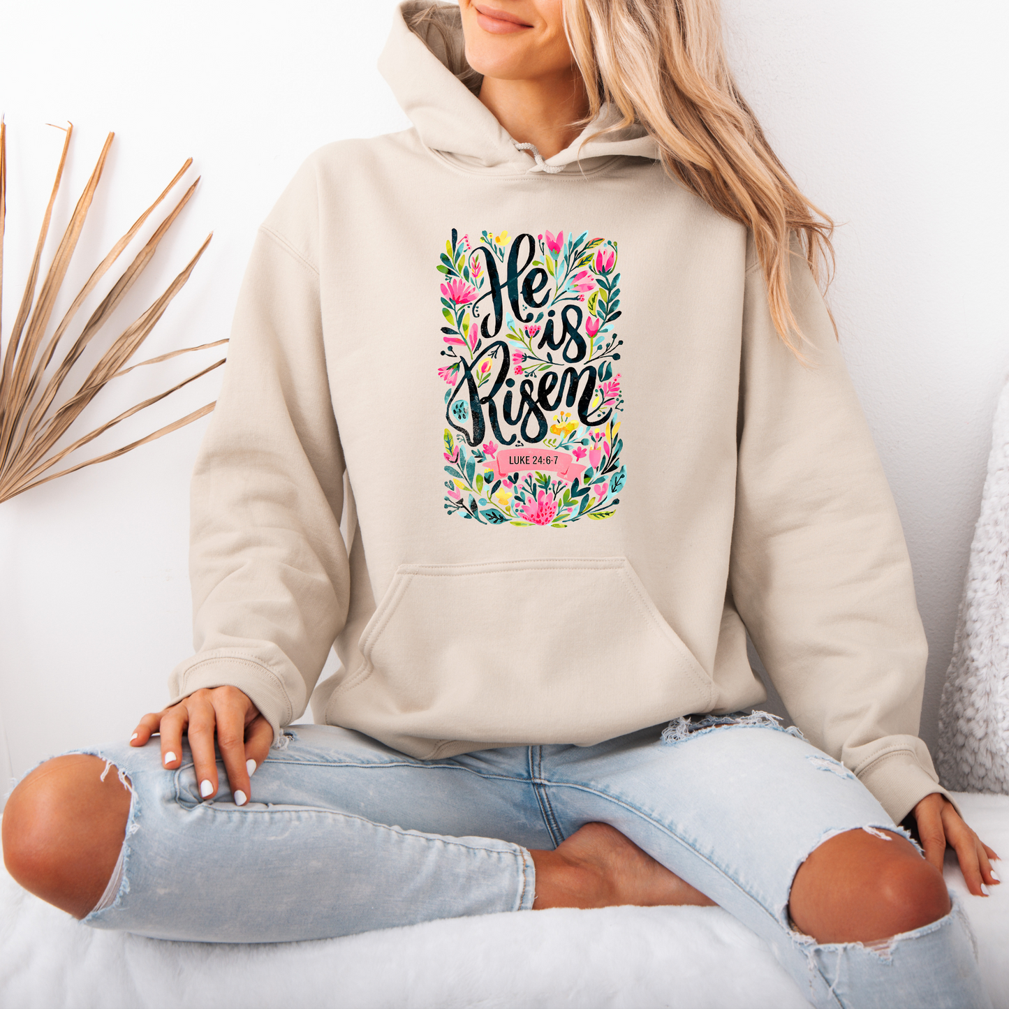 He Is Risen Cotton Hoodie