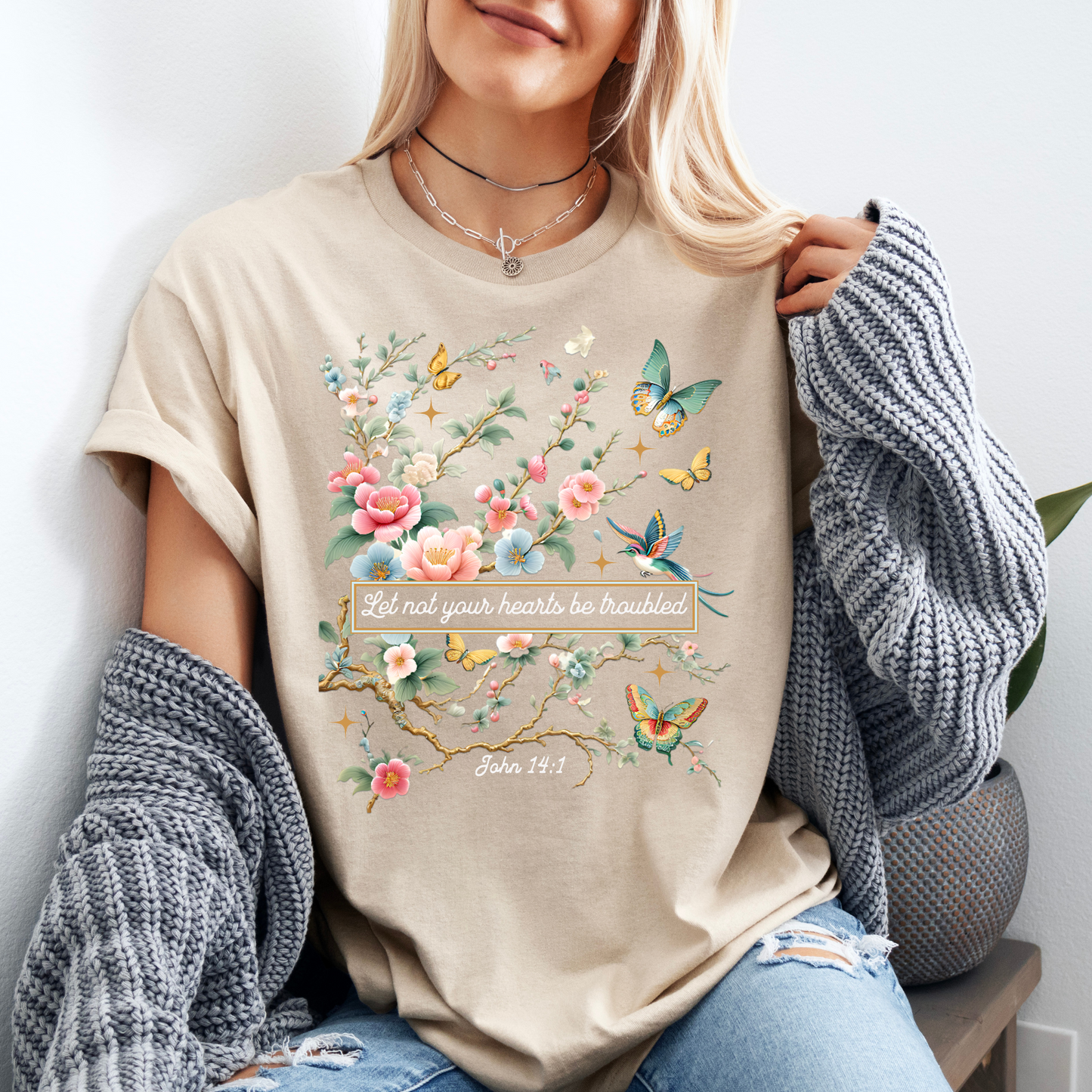 Let Not your Heart be troubled T-shirt 100% Organic Cotton