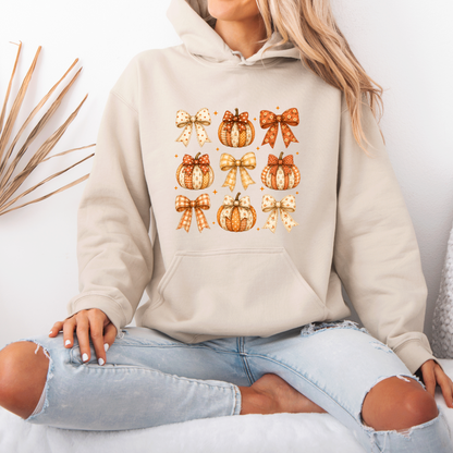 🎀🎃 Pumpkin Bows Autumn Hoodie 🍂✨
