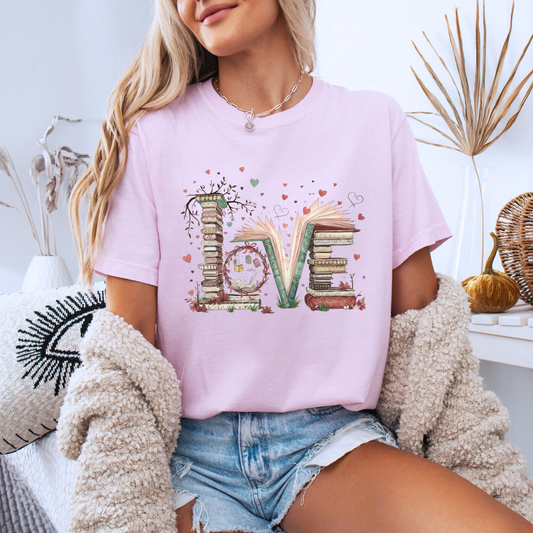 Literary Love Book Stack T-Shirt ✨