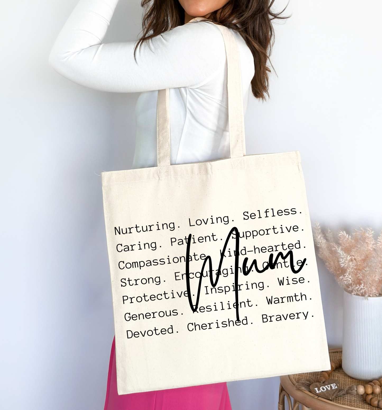 🖤 “Mama — Nurturing, Loving, Selfless” Canvas Tote Bag