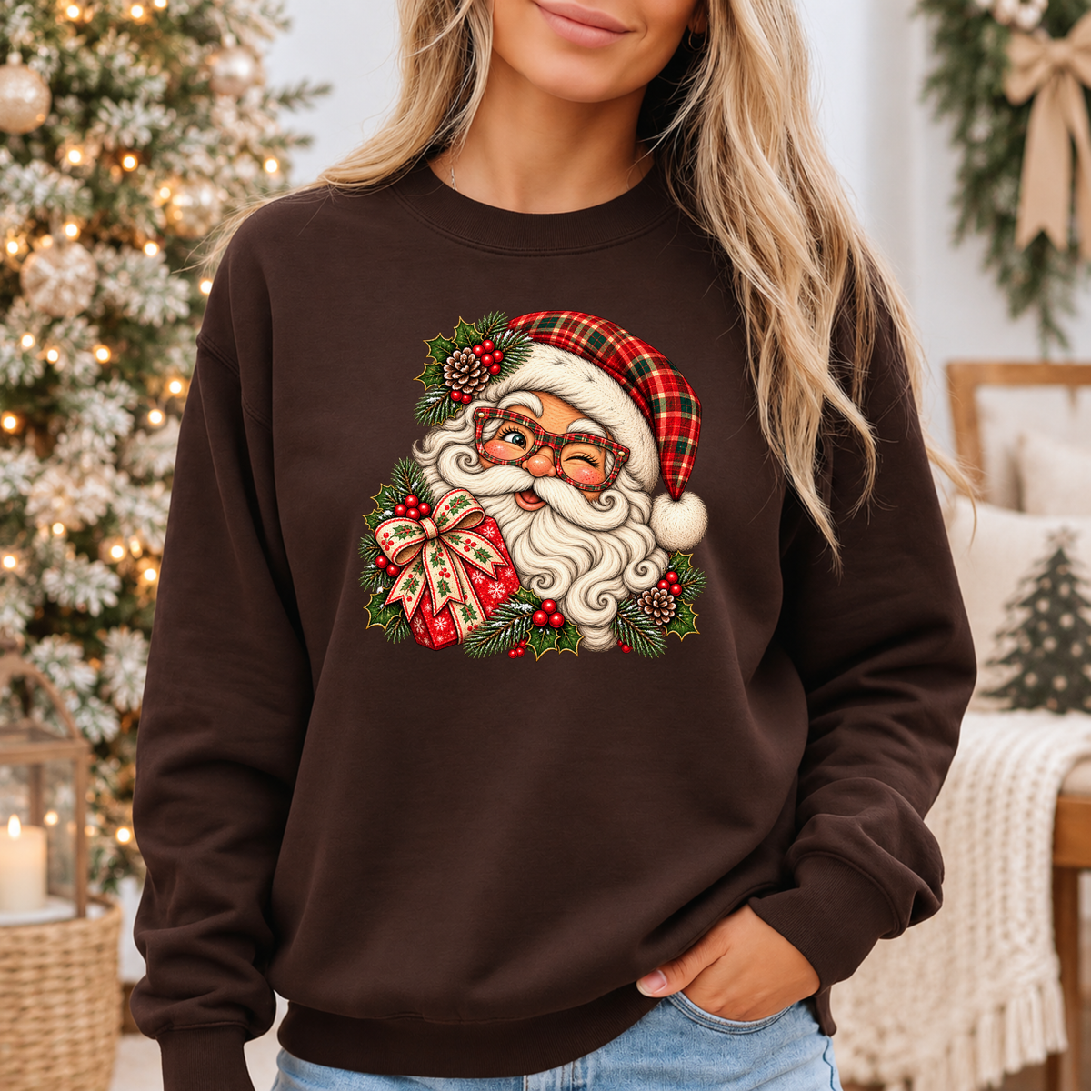 Santa's Merry Little Wink 🎅🎄✨ Cosy Christmas Sweatshirt