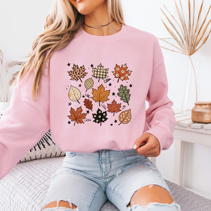 🍂✨ Whimsical Autumn Leaves Sweatshirt 🍁🤎🌿