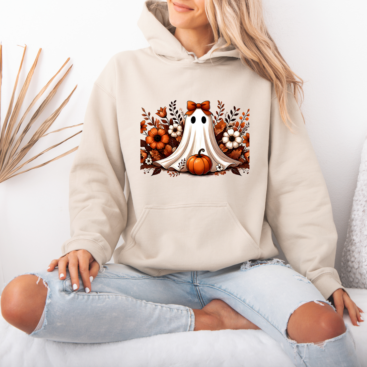 Pumpkin Ghost Bloom Luxuriously Thick Hoodie