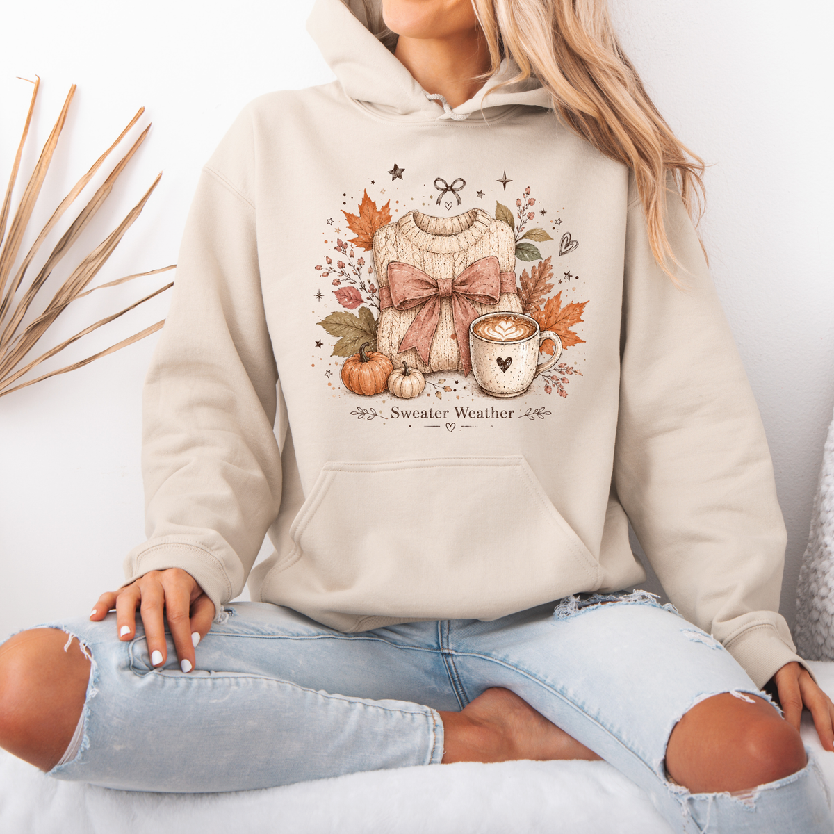 🍂🎀 Sweater Weather Bow Premium Hoodie 🧶✨