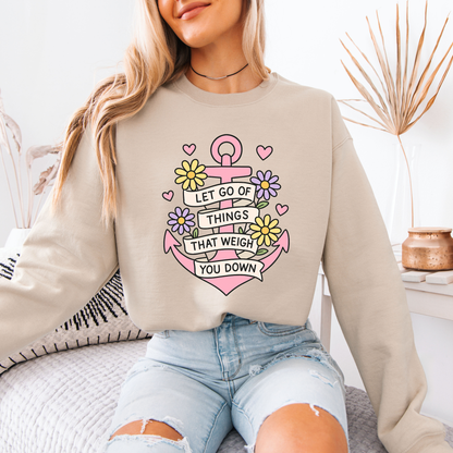 🌸 Anchor Your Peace – Let Go Graphic Sweatshirt ⚓💖