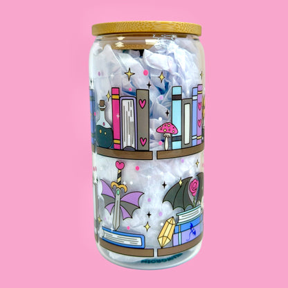 🐉✨Enchanted Bookshelf 16oz Glass Cup ✨📚