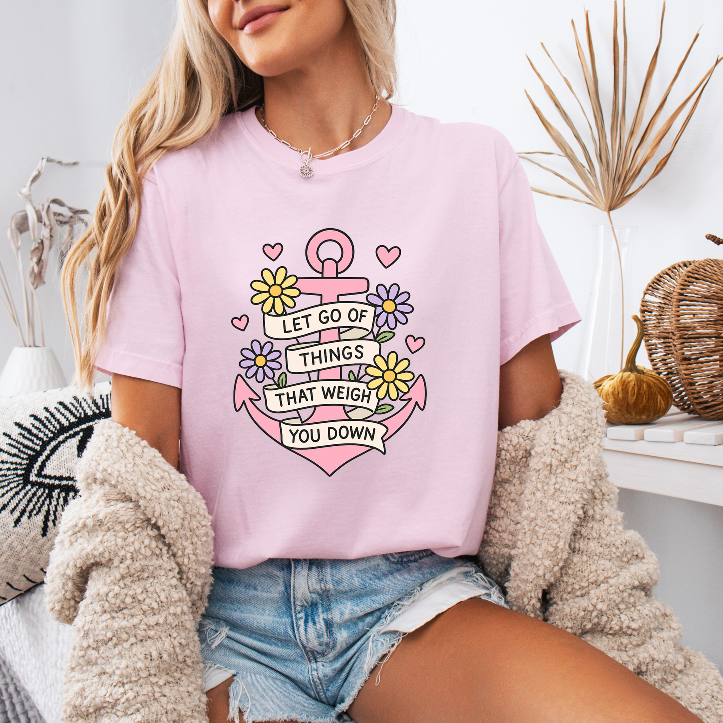 ⚓ Let Go Tee 💖🌼 | Positive Anchor Quote Shirt