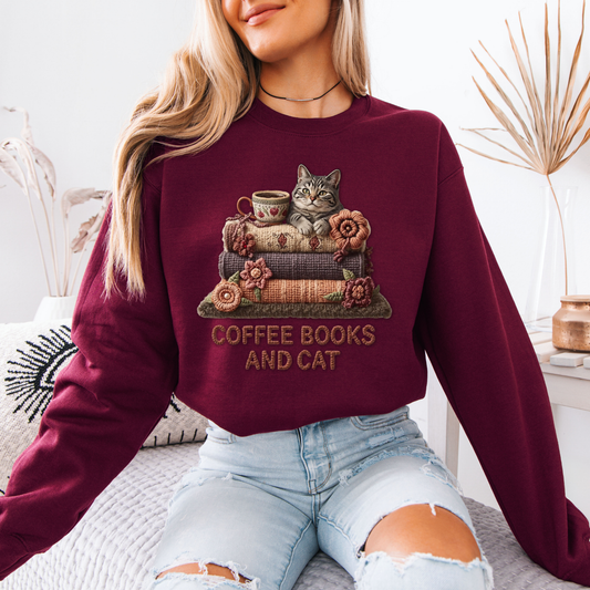 🧶✨ Coffee, Books & Cat Cozy ☕📚🐱
Organic Cotton Sweatshirt