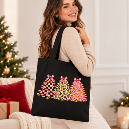 Pink, Wild & Bow-tiful Christmas Trees 🎀🎄 Christmas Tote Bag