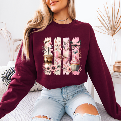 🩷☕ Coquette Coffee & Cupcake Sweatshirt 🎀🦋