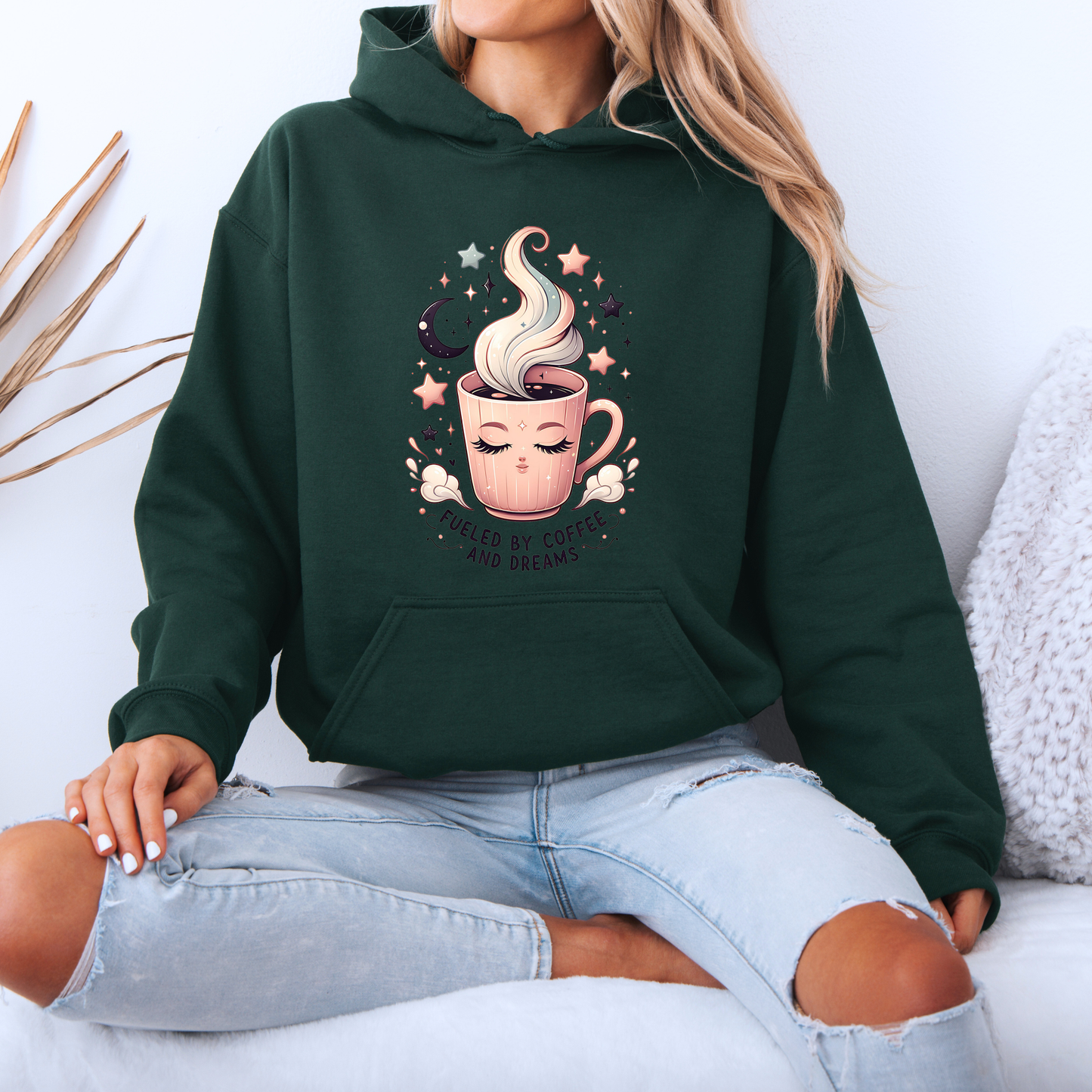 🌙Fueled by Coffee and Dreams Cozy Luxuriously Thick Hoodie✨☕️