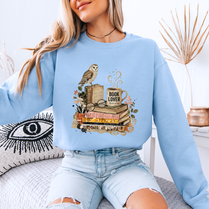 📚🦉Vintage Book Lover Sweatshirt ☕