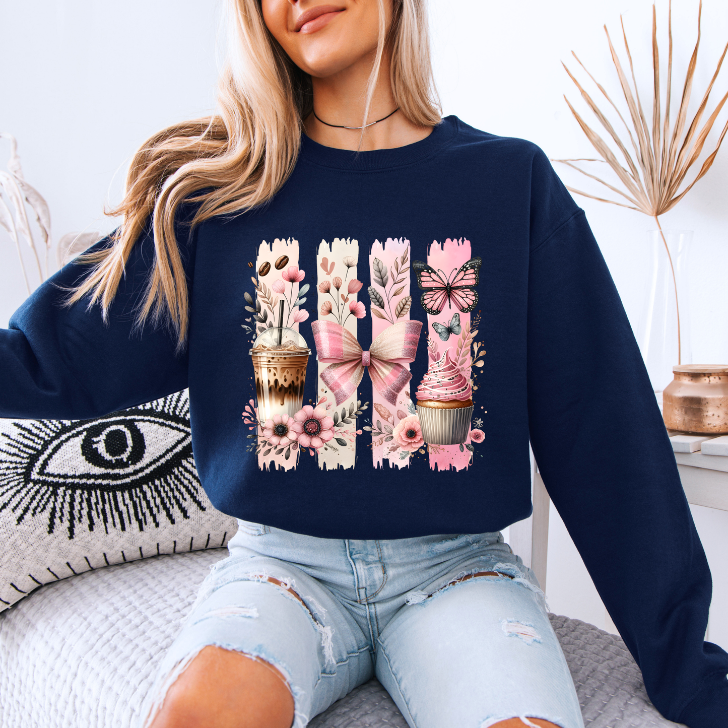 🩷☕ Coquette Coffee & Cupcake Sweatshirt 🎀🦋