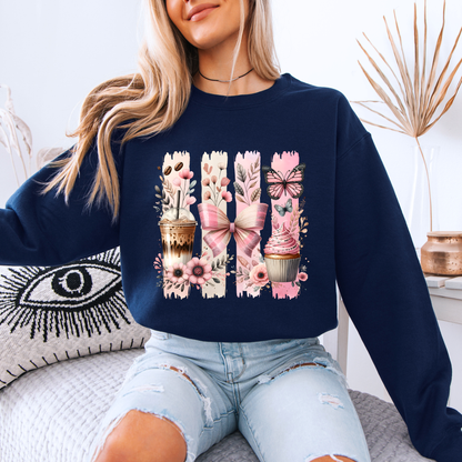 🩷☕ Coquette Coffee & Cupcake Sweatshirt 🎀🦋
