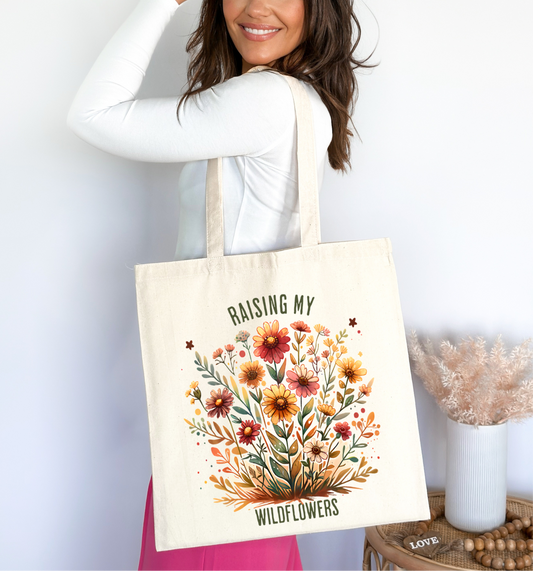 🌸 “Raising My Wildflowers” Floral Tote Bag 🌼