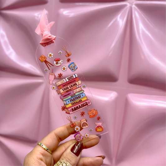 📚✨ Cozy Bookstack Acrylic Bookmark ✨🌸