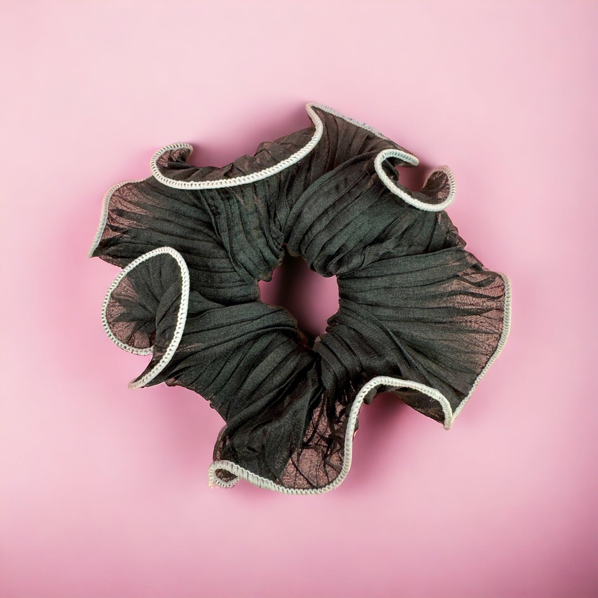 Black Retro Wrinkle Chiffon Scrunchies