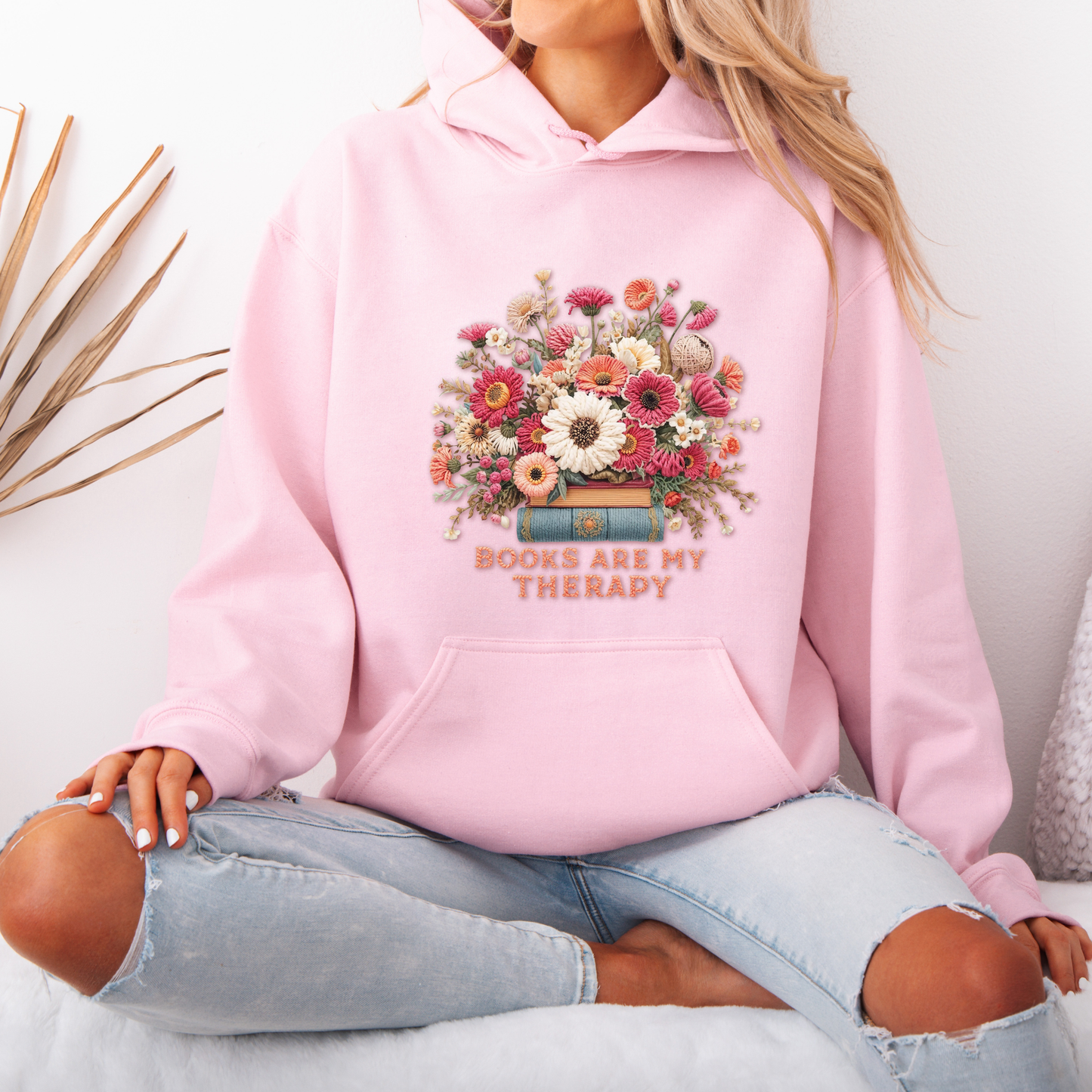 Books Are My Therapy📚🌸 Luxuriously Thick Hoodie