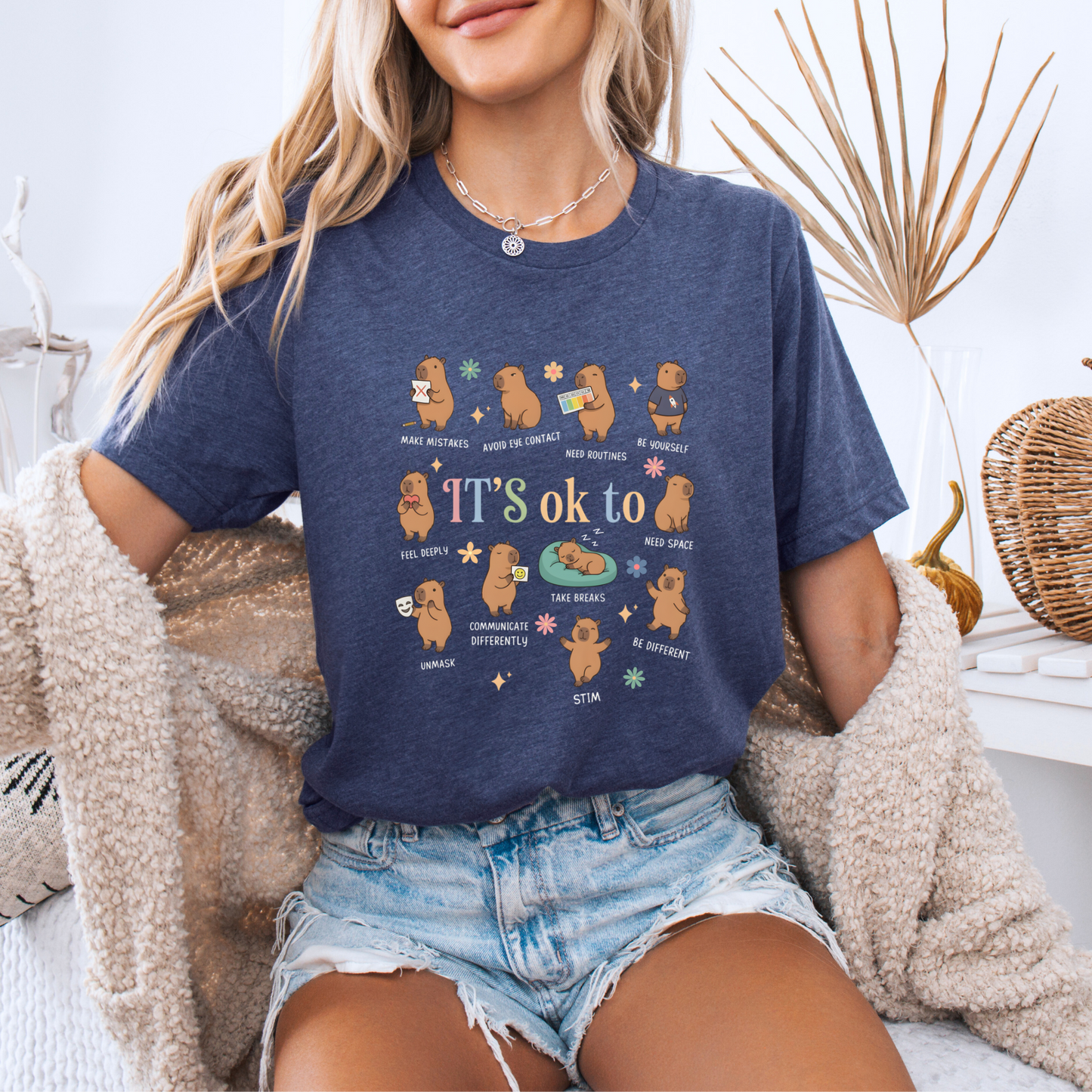 🌸 Cute Capybara Positive Vibes T-Shirt🐻 ✨