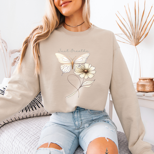 Just Breathe Butterfly & Bloom Sweatshirt 🦋🌸